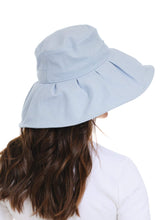 Load image into Gallery viewer, Pale Blue Pleated Sun-Travel Hat