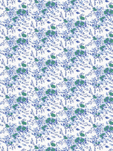 Load image into Gallery viewer, Blue Block Print Floral Grasscloth Wallpaper