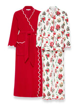 Load image into Gallery viewer, Christmas Floral: Red French Terry Robe + Pajamas