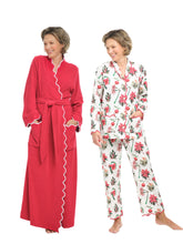 Load image into Gallery viewer, Christmas Floral: Red French Terry Robe + Pajamas