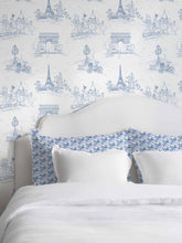 Load image into Gallery viewer, Blue Block Print Floral Indoor Fabric
