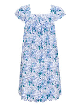 Load image into Gallery viewer, Blue Floral Cap Sleeve Short Nightgown