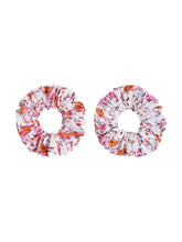 Load image into Gallery viewer, Pink Floral Hair Scrunchies (set of 2)