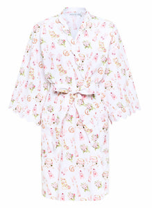 Bridal Print Short Kimono Robe
