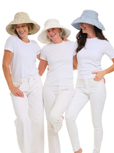 White Pleated Sun-Travel Hat