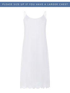 White Slip Nightgown with blue scalloping