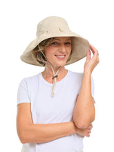 Load image into Gallery viewer, Beige Pleated Sun-Travel Hat
