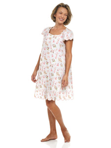 Bridal Print Cap Sleeve Short Nightgown