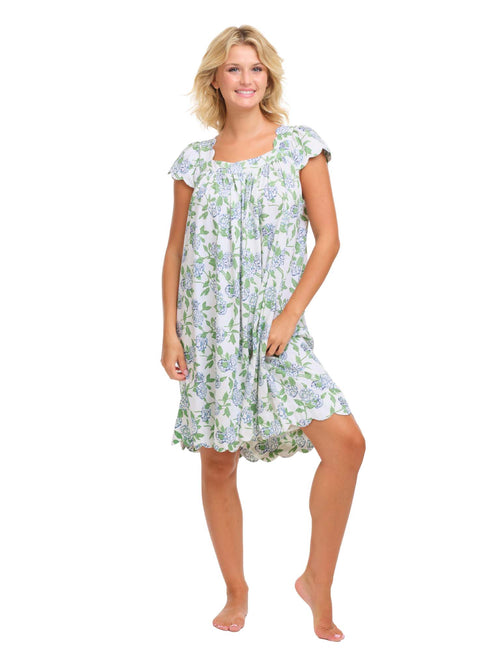 Hydrangea Pima Knit Cap Sleeve Short Nightgown