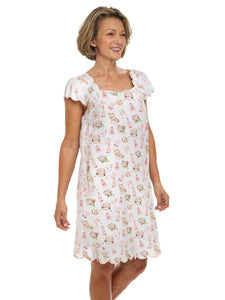 Bridal Print Cap Sleeve Short Nightgown