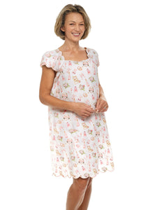 Bridal Print Cap Sleeve Short Nightgown