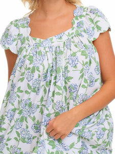 Hydrangea Pima Knit Cap Sleeve Short Nightgown