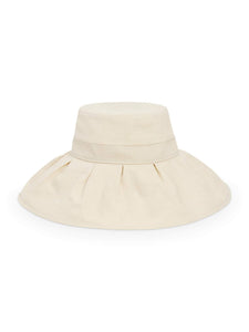 Beige Pleated Sun-Travel Hat