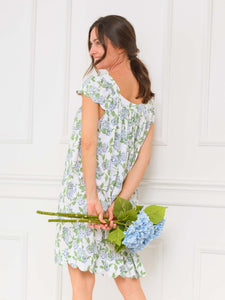 Hydrangea Pima Knit Cap Sleeve Short Nightgown