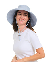 Load image into Gallery viewer, Pale Blue Pleated Sun-Travel Hat
