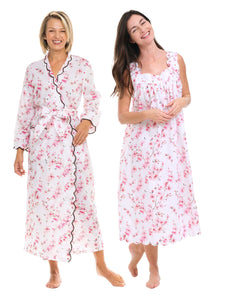 Cherry Blossom Bundle: Classic Robe + Gathered Nightgown