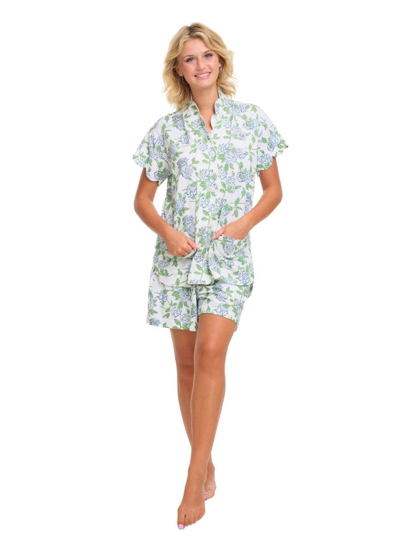 Hydrangea Pima Knit PJs with Shorts