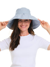Load image into Gallery viewer, Pale Blue Pleated Sun-Travel Hat
