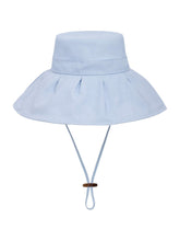 Load image into Gallery viewer, Pale Blue Pleated Sun-Travel Hat
