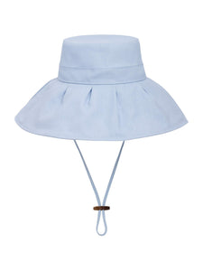 Pale Blue Pleated Sun-Travel Hat