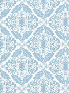 Blue Filigree Clay Coated Wallpaper