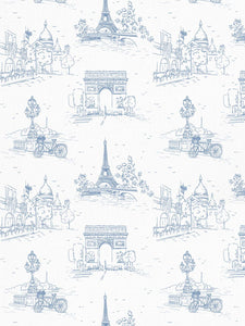 Blue Paris Clay Coated Wallpaper