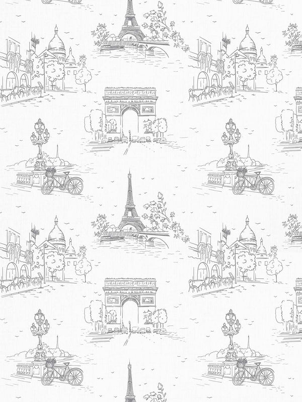 Grey Paris Clay Coated Wallpaper