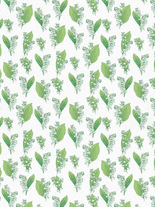 Green Lily-of-the-Valley Clay Coated Wallpaper