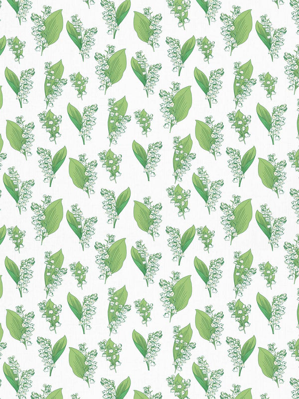 Green Lily-of-the-Valley Clay Coated Wallpaper
