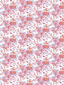 Pink Block Print Floral Indoor Fabric