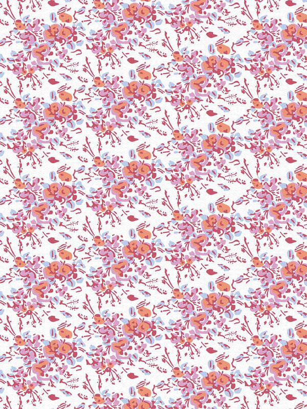 Pink Block Print Floral Indoor Fabric