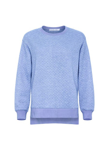 Blue Crew-neck Quilted Loungewear Set