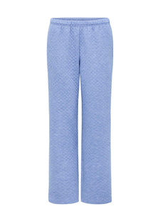 Blue Crew-neck Quilted Loungewear Set