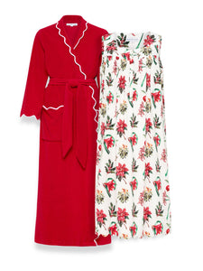 Christmas Floral: Red French Terry Robe + Gathered Nightgown