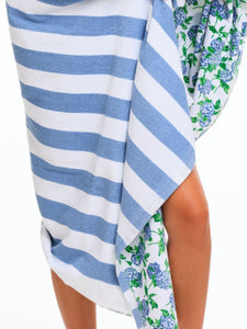Hydrangea/Striped Beach Towel 2-Piece Set
