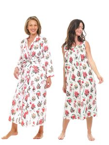 Christmas Floral Bundle: Classic Robe + Gathered Nightgown