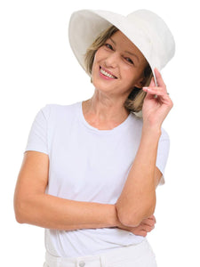 White Pleated Sun-Travel Hat