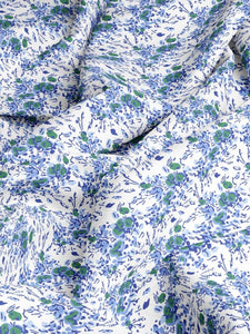 Blue Block Print Floral Indoor Fabric