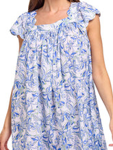Load image into Gallery viewer, Blue Butterfly Cap Sleeve Nightgown