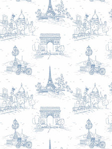 Blue Paris Clay Coated Wallpaper