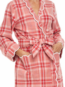 Elegant Red Flannel Plaid Classic Robe