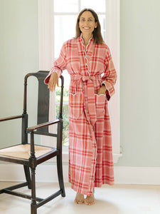 Elegant Red Flannel Plaid Classic Robe