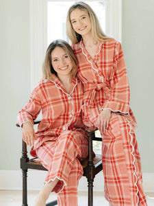 Elegant Red Flannel Plaid Classic Robe