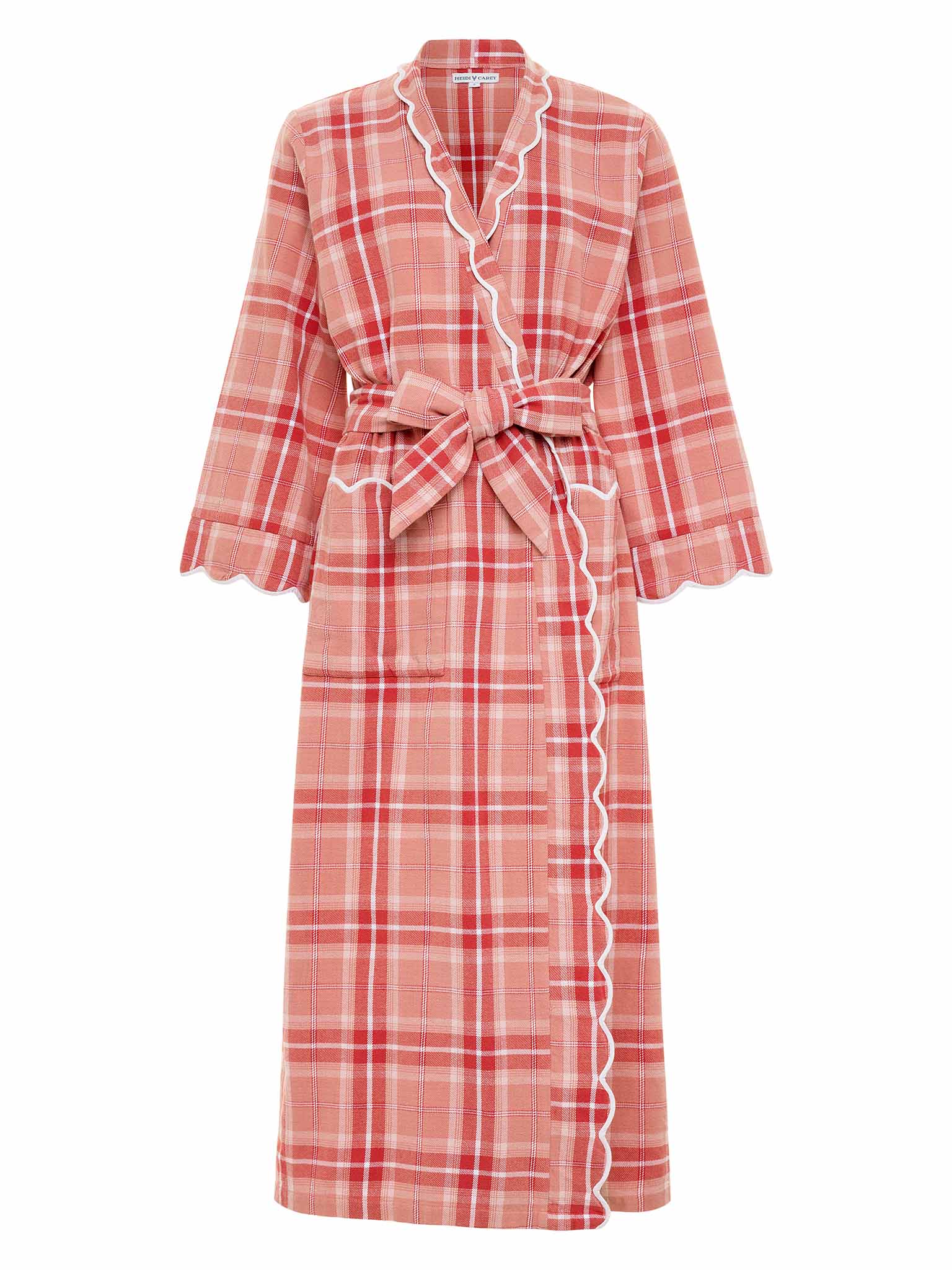 Elegant Red Flannel Plaid Classic Robe – Heidi Carey