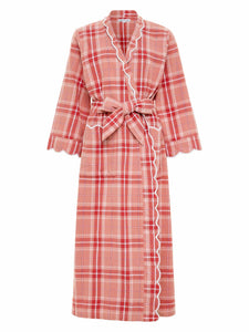 Elegant Red Flannel Plaid Classic Robe