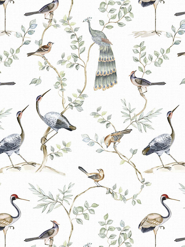 Birds of a Feather Grasscloth Wallpaper