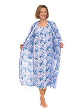 Load image into Gallery viewer, Blue Floral Gathered Nightgown