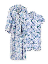 Load image into Gallery viewer, Blue Floral Bundle: Kimono Robe + Pajamas with Shorts