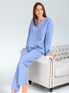 Blue Quilted Loungewear Set