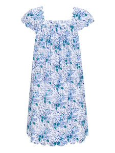 Blue Floral Cap Sleeve Short Nightgown